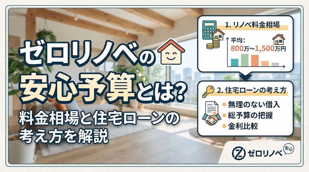 ゼロリノベの安心予算とは？料金相場と住宅ローンの考え方を解説